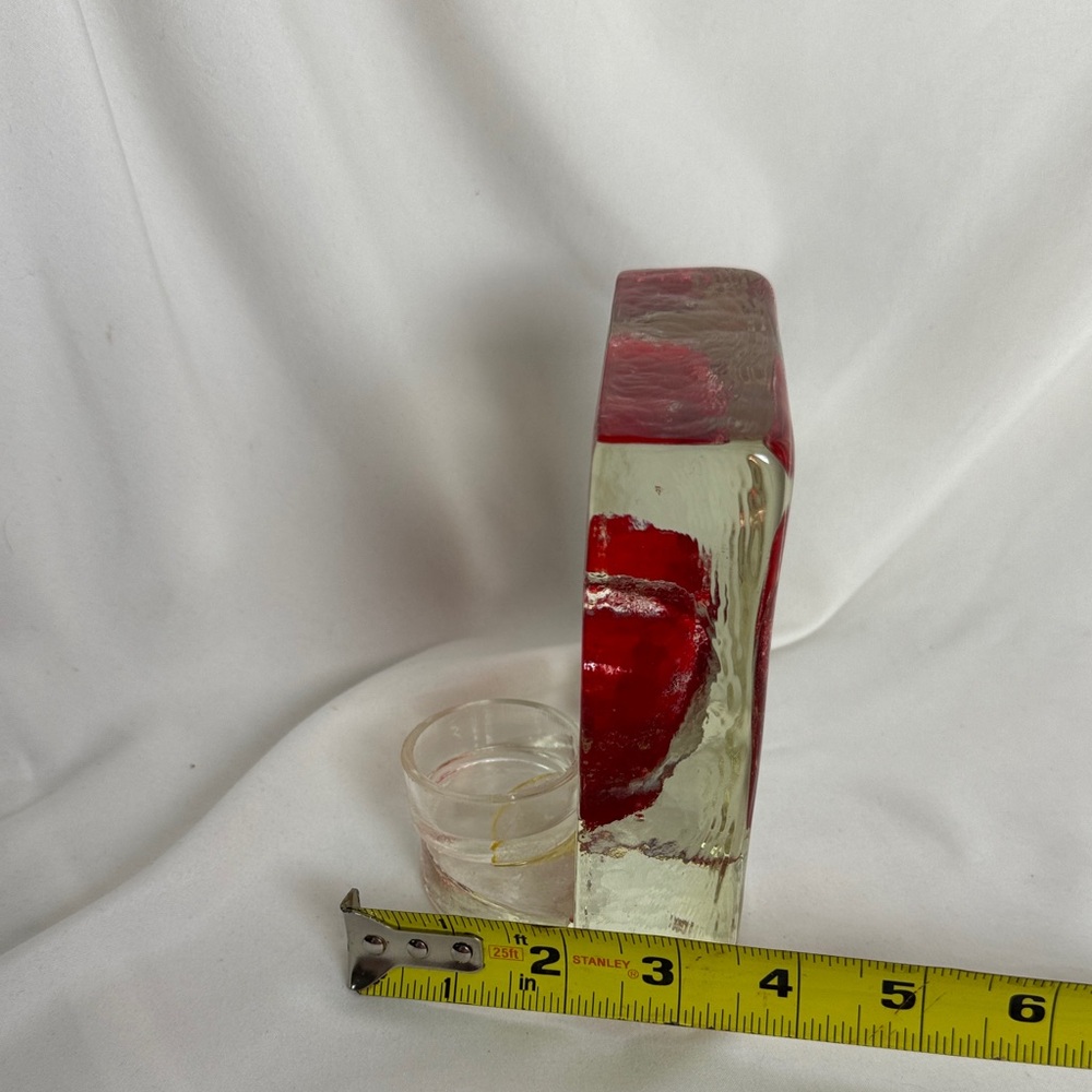 Blown Glass Red Heart Tea Light Candle Holder Block Decor - last chance! - Picture 12 of 12